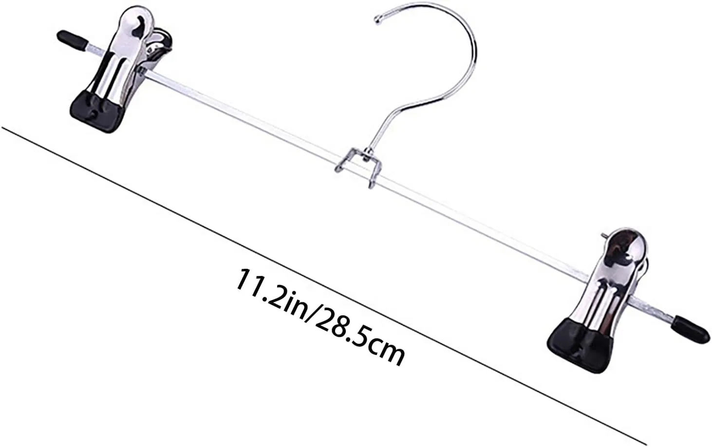 10 Pack Pants Hangers Saving Inch Non Slip Stainless Metal Pants Hanger With Clips Clothes Hangers For Shorts Skirt Bottoms Jeans Large Linen Fabric Foldable Storage Container (Silver, One Size)