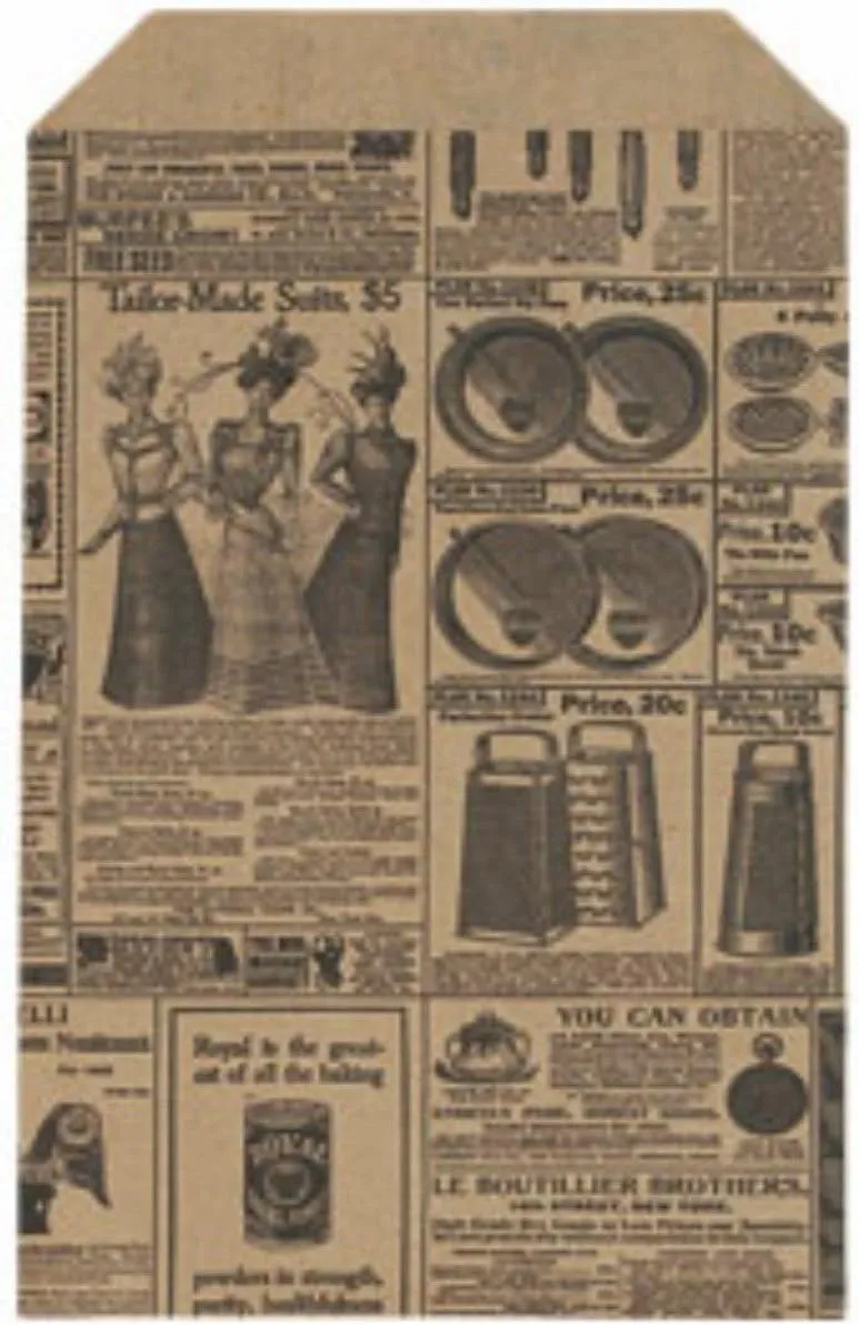 100 6x9 Newspaper Print Paper Kraft Bags,Vintage Style Newsprint Favor Craft Bag