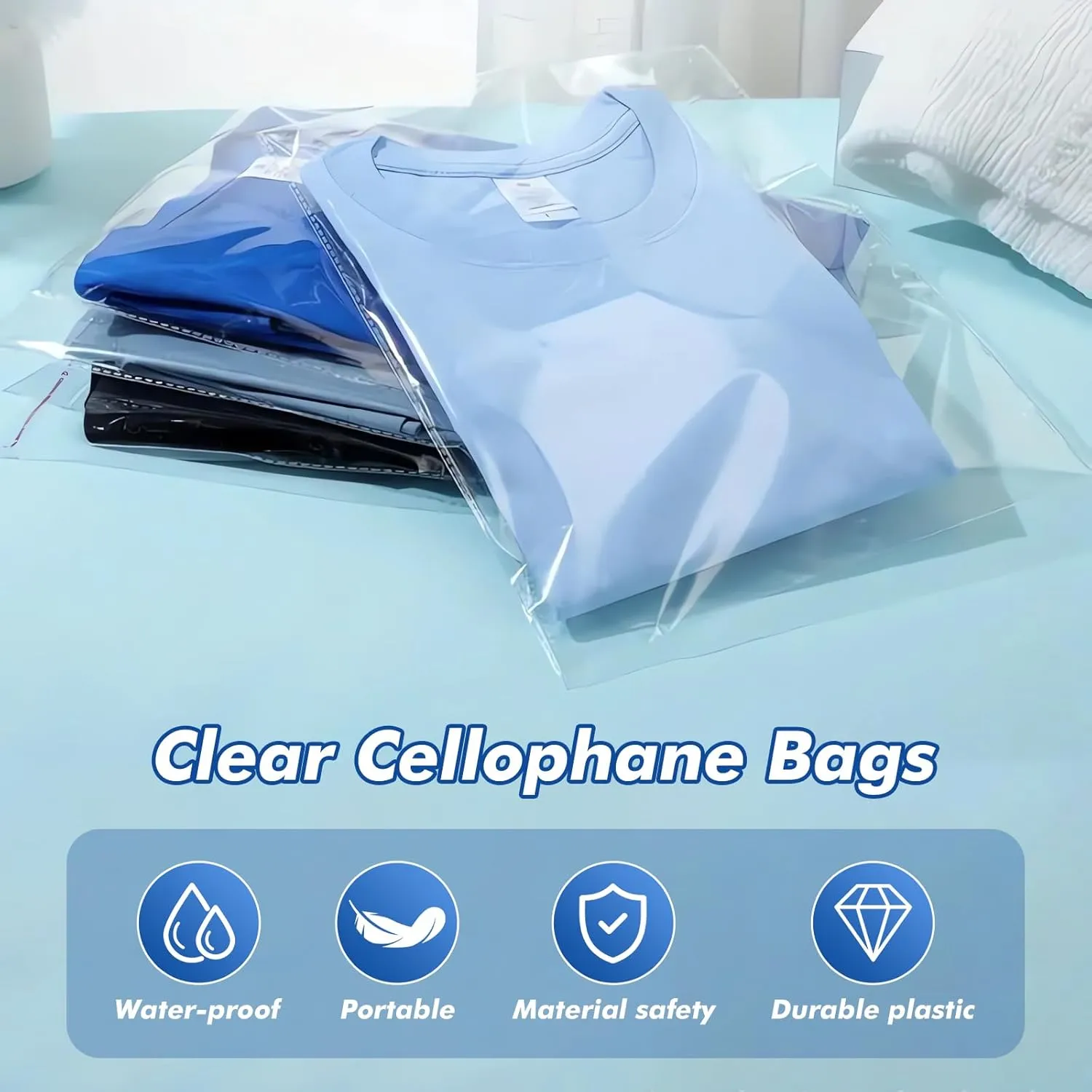 100 pcs 13" x 19" Large Clear Resealable Cellophane Bags for Packaging Products Self-sealing Gift Bags Self-adhesive Plastic Bags for Gifts Clothes Small Business Goodie Bags,Thank you Stickers