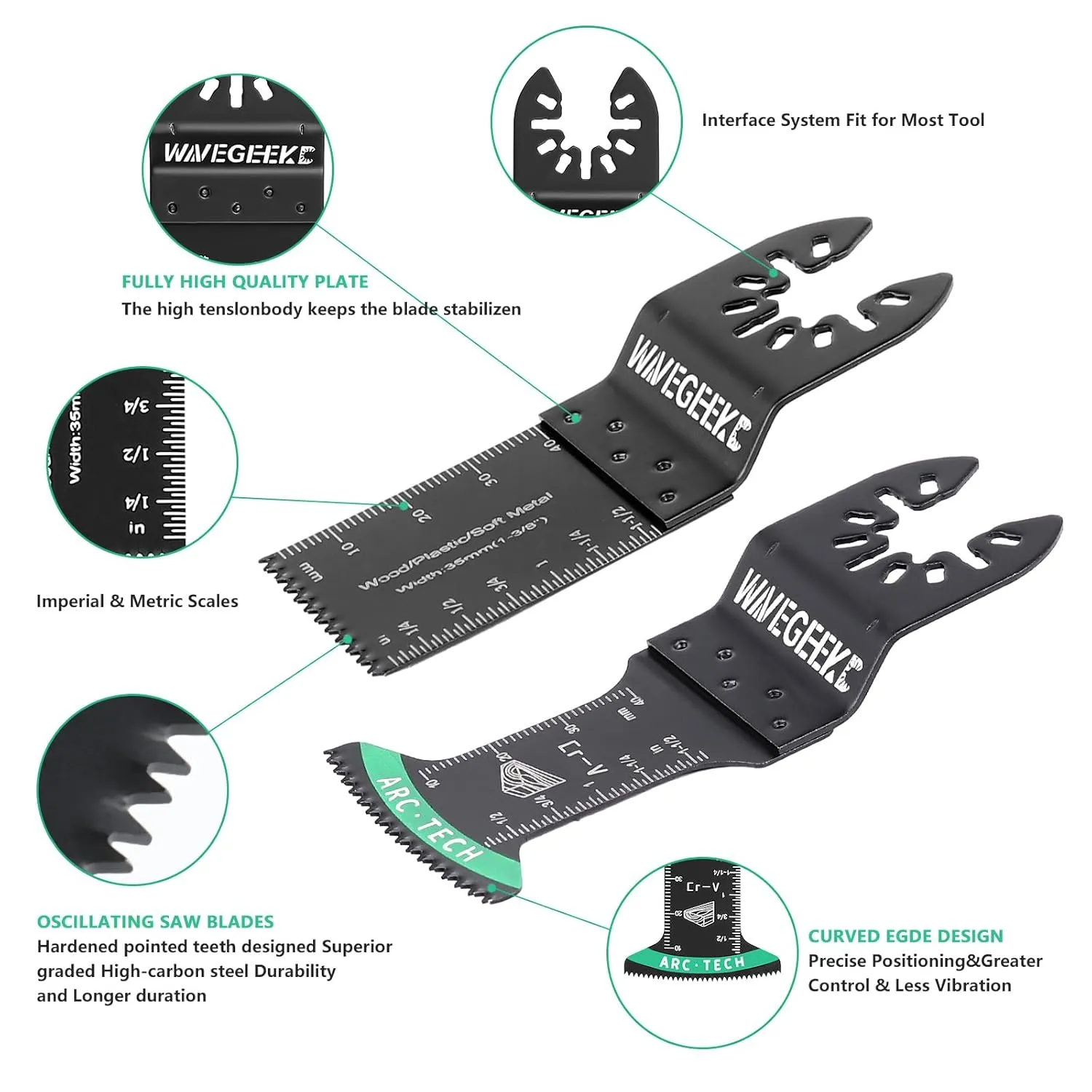 103 pcs Professional Universal Wood Oscillating Multi Tool Saw Blade Set，Multi Tool Blades Fit Fein Multimaster Porter Cable Bosch Ryobi Dewalt Milwaukee Rockwell Oscillating Tool Blades