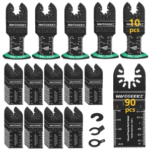 103 pcs Professional Universal Wood Oscillating Multi Tool Saw Blade Set，Multi Tool Blades Fit Fein Multimaster Porter Cable Bosch Ryobi Dewalt Milwaukee Rockwell Oscillating Tool Blades