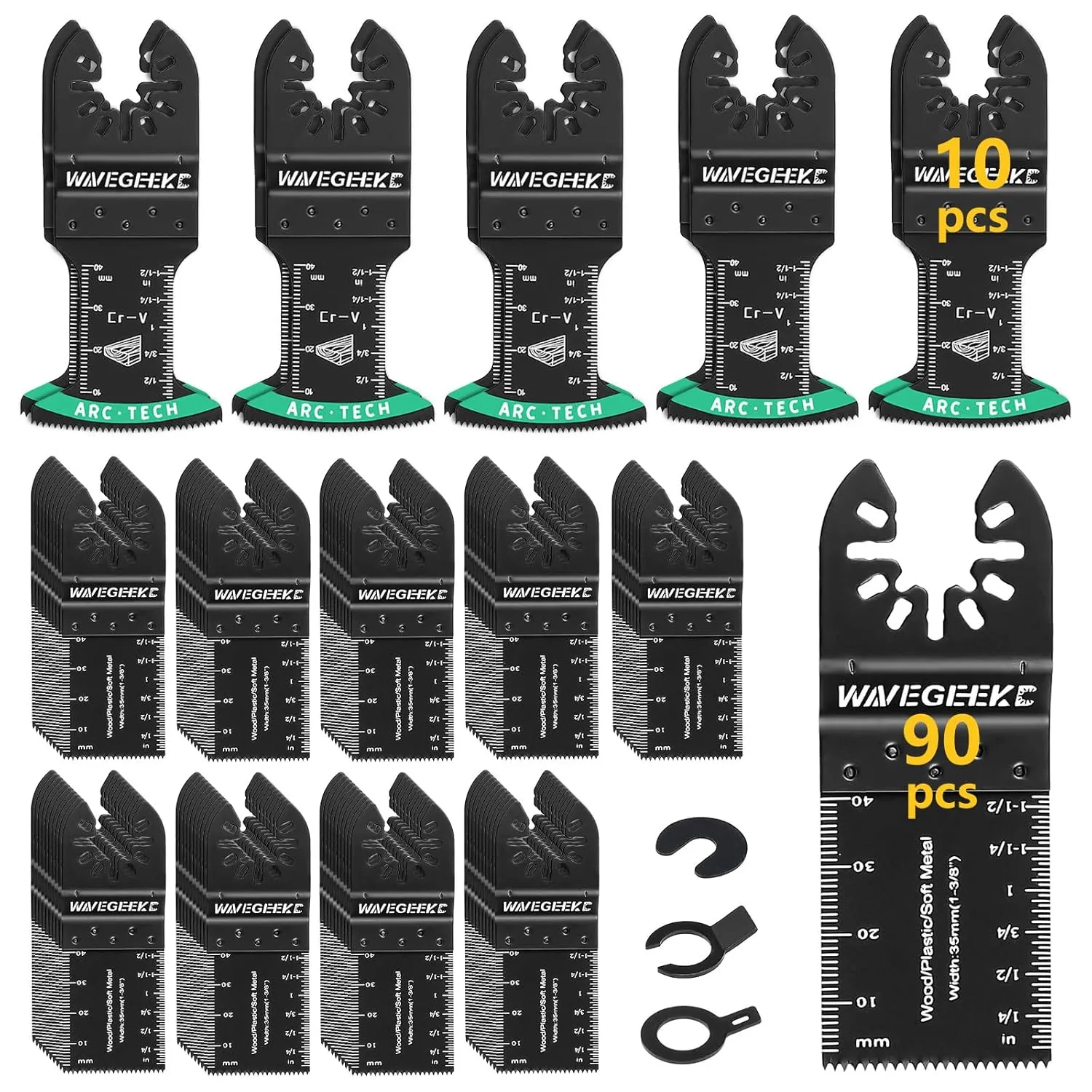 103 pcs Professional Universal Wood Oscillating Multi Tool Saw Blade Set，Multi Tool Blades Fit Fein Multimaster Porter Cable Bosch Ryobi Dewalt Milwaukee Rockwell Oscillating Tool Blades