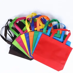 10PCS Reusable Tote Bags Travel To-Go Kicthen Dining Food Non-woven Fabric Shopping Grocery Bags with Handles