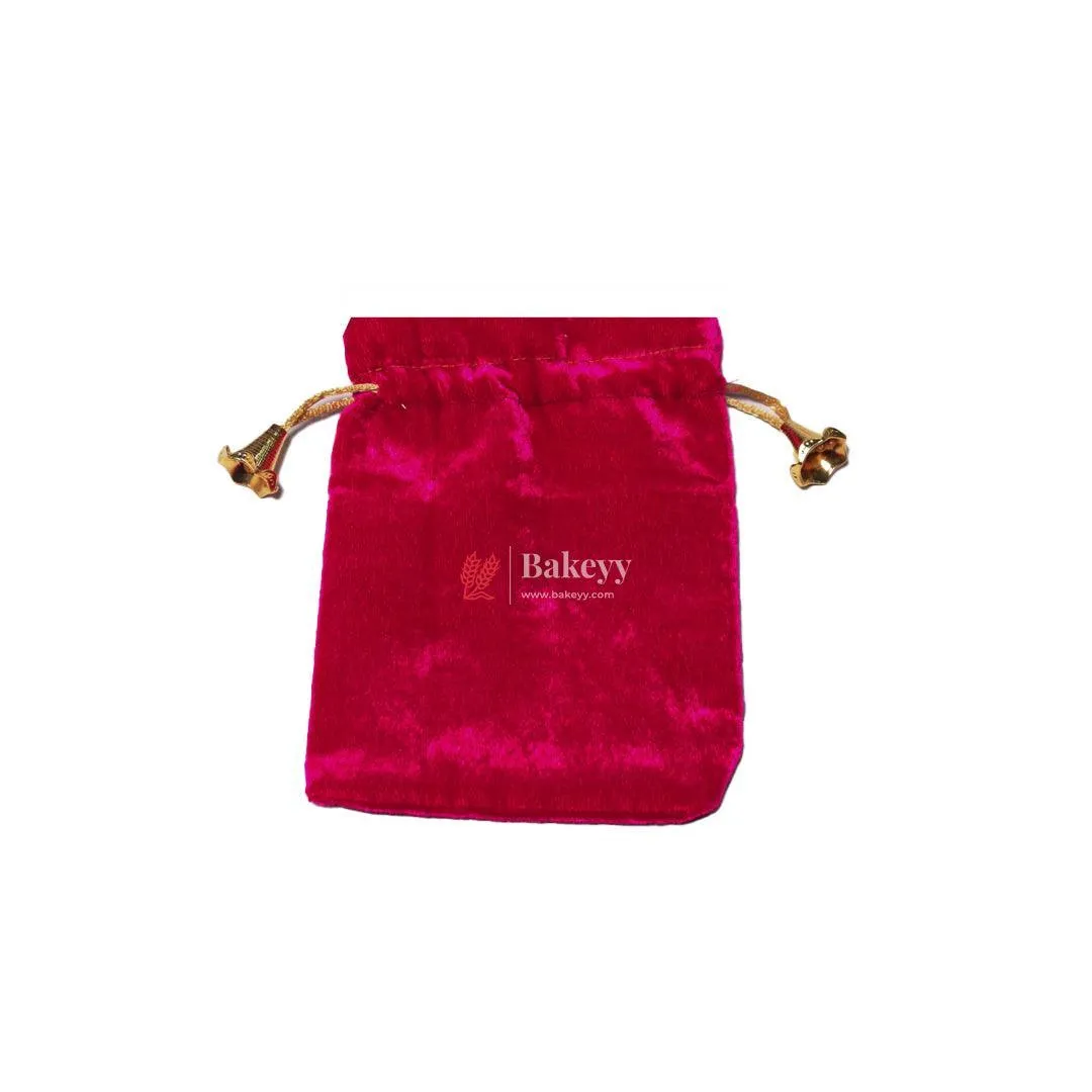 10x14 cm | Velvet Drawstring Potli Bag | Dark Pink Colour | Pack of 10 | Luxurious Gift & Storage Pouch |
