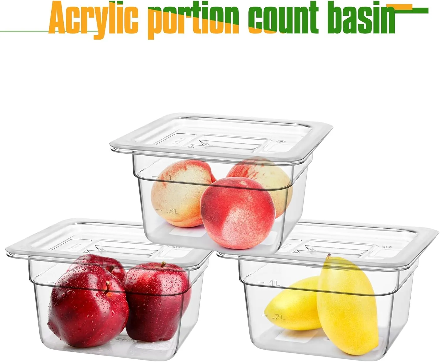 12 Pack Plastic Clear Food Pan with Lids, 1/6 Size 4'' Deep Commercial Stackable Polycarbonate Pans Hotel Food Storage Pan with 1 Pcs Spoon for Fruits Vegetables
