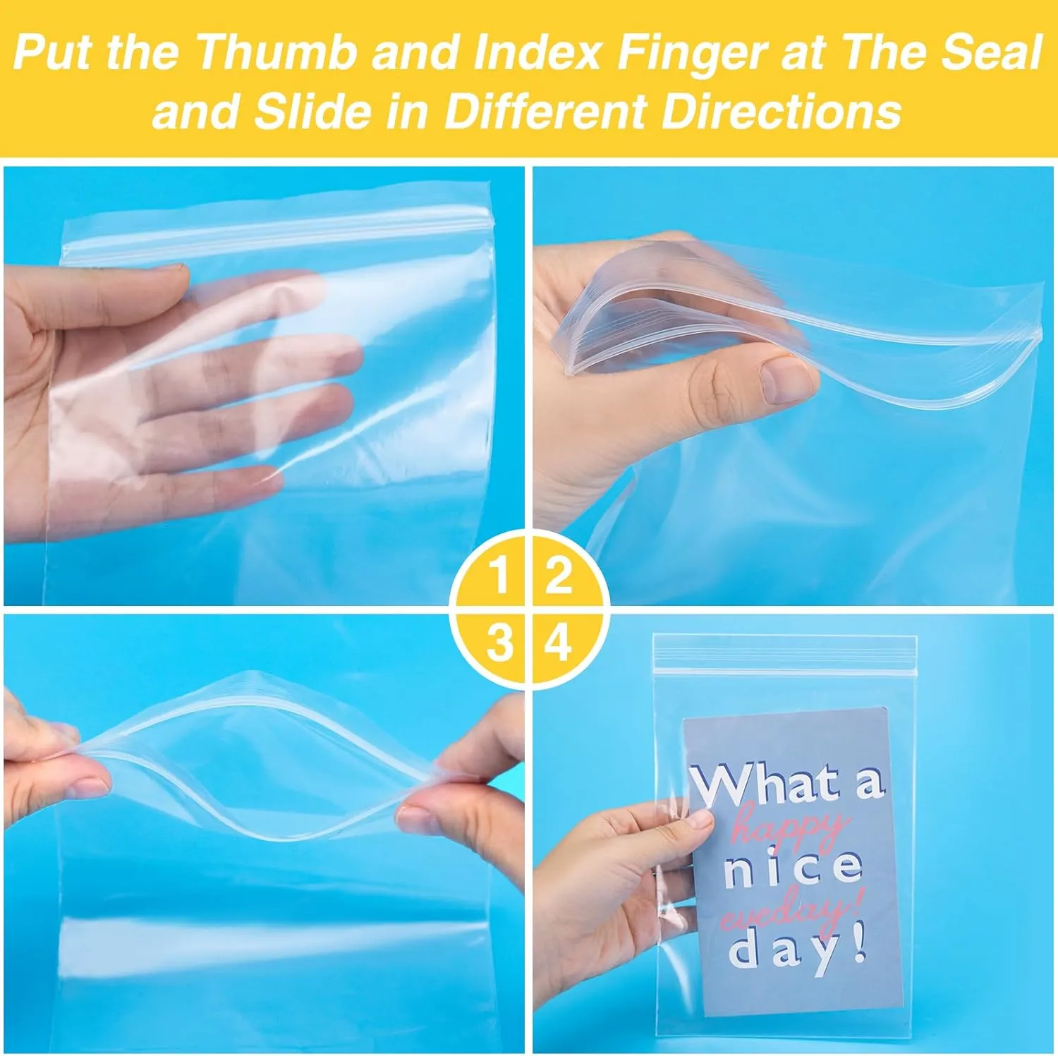 1200pcs Clear Plastic Bags, 5" x 7" Jewelry Bags, 2 Mil Thick, Zip Seal Poly Baggies for Travel, Storage, Packaging