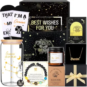12PCS Gemini Birthday Gifts for Women-Gemini Zodiac Gifts for Women, Mom, Wife, Self Care Package,Get Well Soon, Mother's Day Baskets Birthday Astrological Baskets