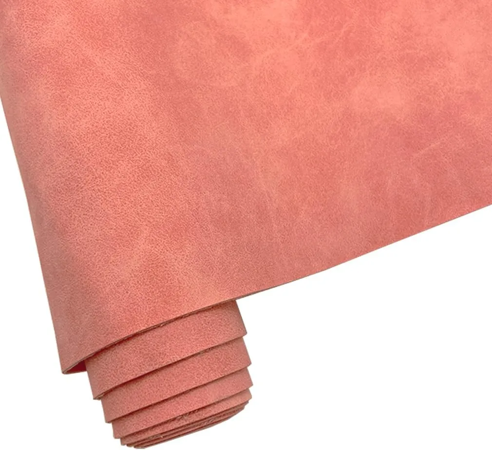 12" x 54" Soft Vegan Synthetic Faux Leather Fabric for DIY Crafts, Smooth Suede Craft Leatherette PU Fabric for Keychains Hairbows Projects Pink