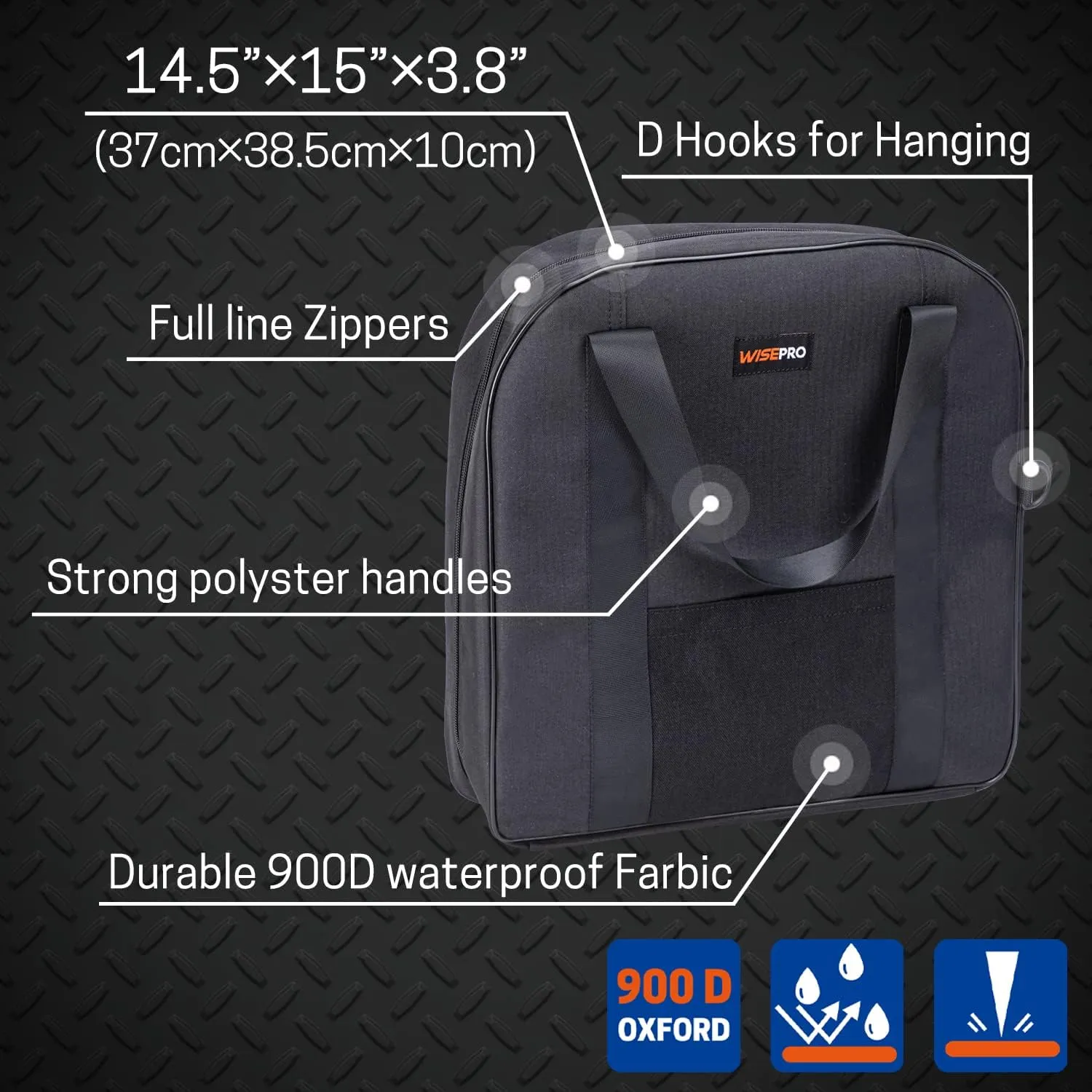 15 Inch Jumper Cable Bag, Heavy Duty Storage Bag, Water Resistant Organizer for EV Charging Cables, Cords and Hoses (Black)