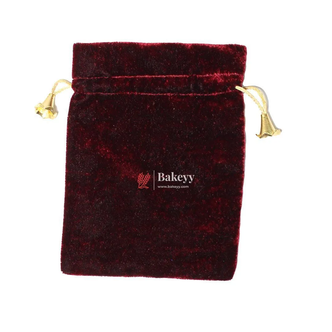 16x20 cm | Velvet Drawstring Potli Bag | Brown  Colour | Pack of 10 | Luxurious Gift & Storage Pouch |