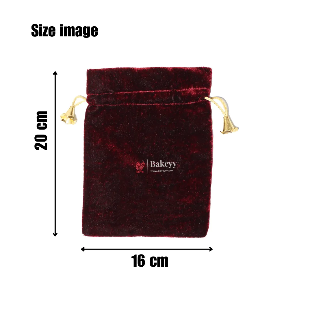16x20 cm | Velvet Drawstring Potli Bag | Brown  Colour | Pack of 10 | Luxurious Gift & Storage Pouch |