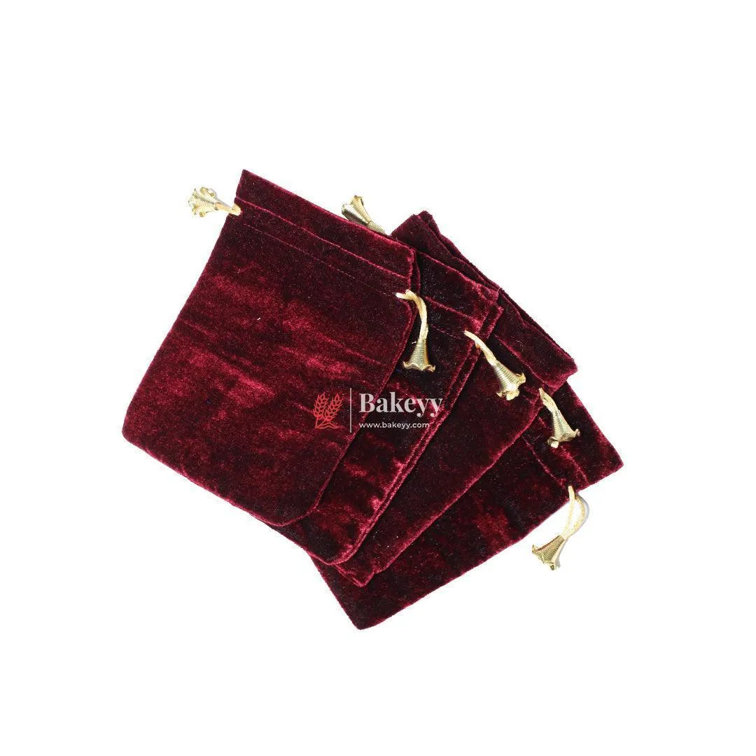 16x20 cm | Velvet Drawstring Potli Bag | Brown  Colour | Pack of 10 | Luxurious Gift & Storage Pouch |