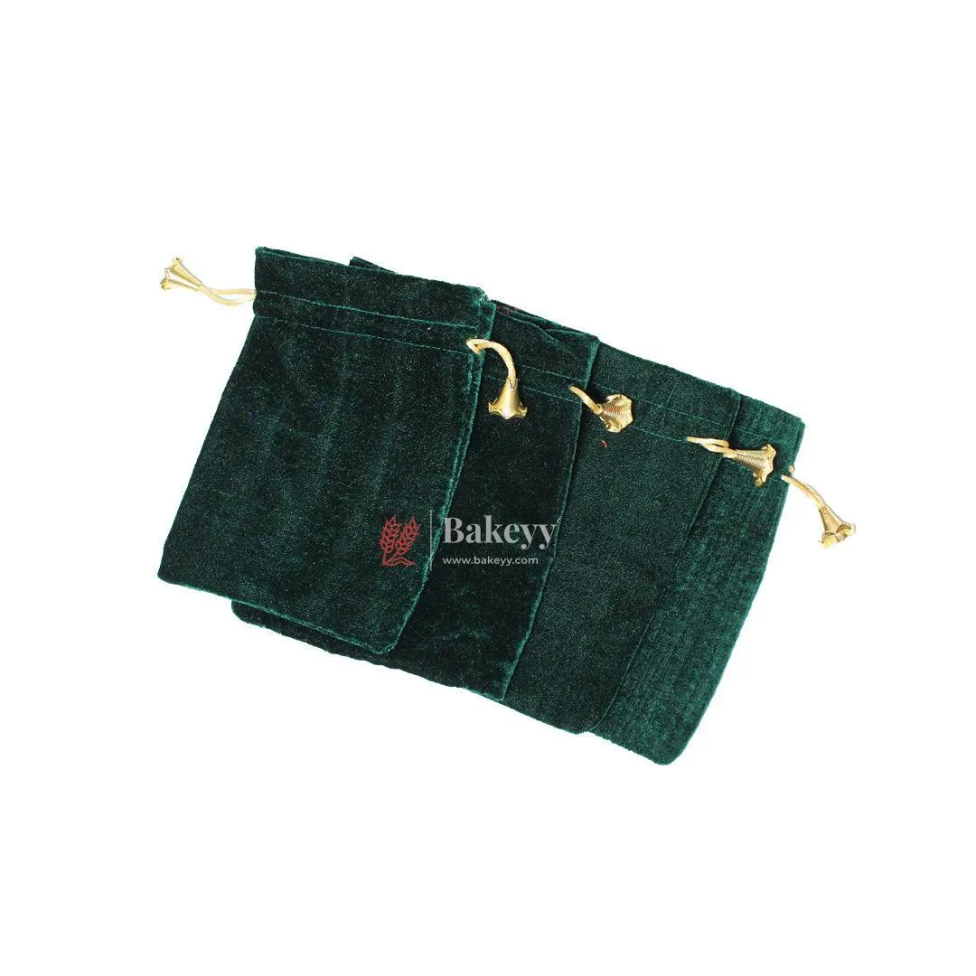 16x20 cm  | Velvet Drawstring Potli Bag | Green Colour |  Pack of 10 | Luxurious Gift & Storage Pouch |