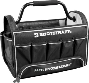 18 in. Contractor's Tote Bag with Integrated Parts Bin Compartment and Waterproof Rain Cover