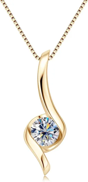 1CT Moissanite Pendant Necklace for Women D Color VVS1 925 Sterling Silver Infinity Chain Necklace Gift for Her Wife Mom Birthday