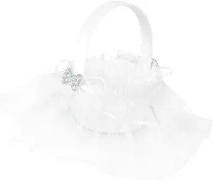 1Pc Creative Lace Wedding Flower Basket Elegant Bridesmaid Flower Holder and Reusable Wedding Flower Container for Ceremony and Celebration