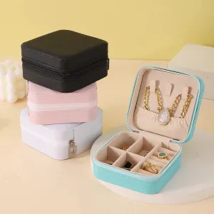 1pc Portable Jewelry Organizer Display Travel Jewelry Case Boxes  Earrings Necklace Ring Jewelry Box Leather Storage Box