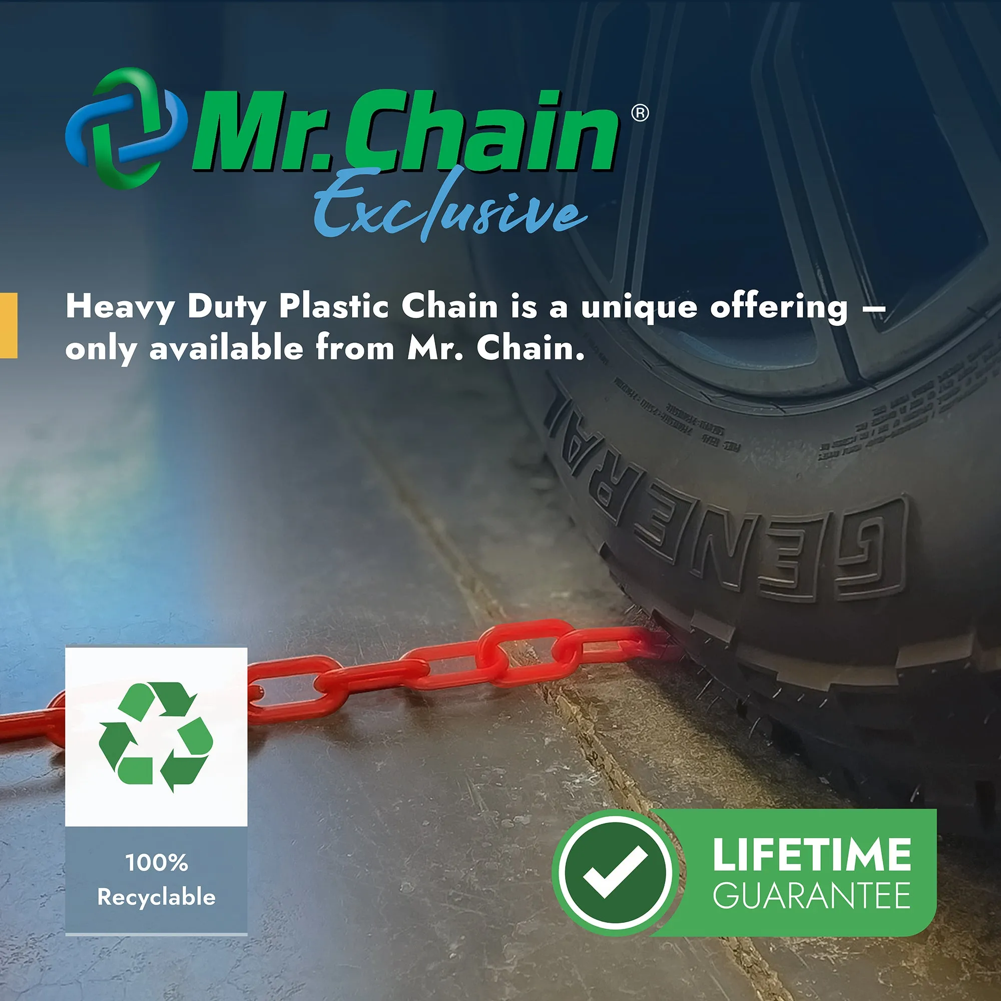 2 Inch Heavy Duty Plastic Chain (Pail, 65 Feet)