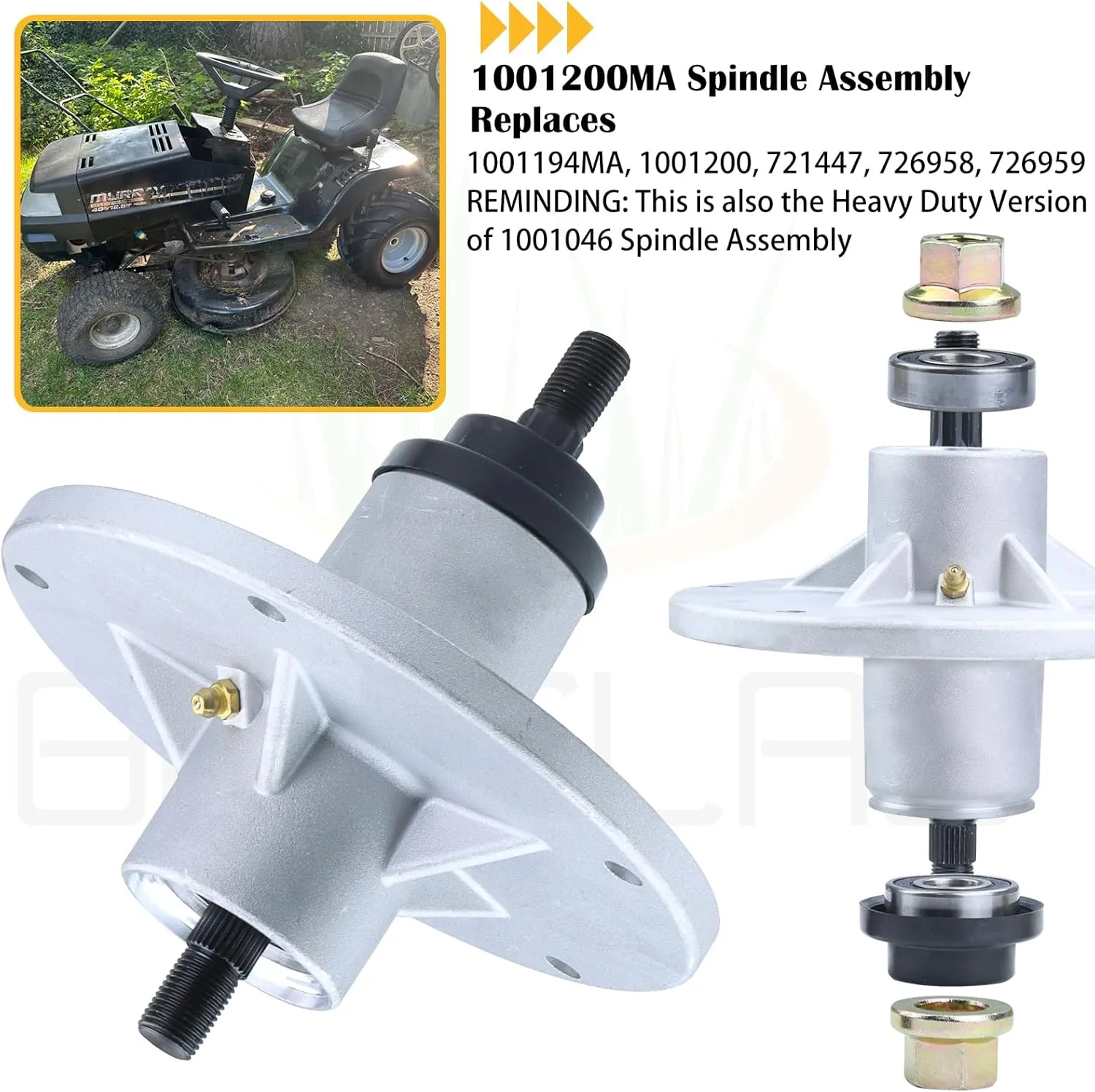 2 Pack 1001200MA Spindle Assembly with 494199M Pulley Replaces Murray 1001200MA Jackshaft Assembly Murray 1001200 7601127MA 1001194MA 721447 726958 726959 for Murray 42 inch Deck Spindle