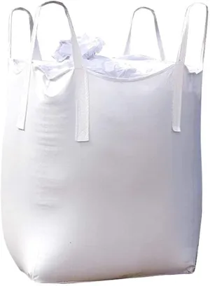 2 Pack - FIBC Bulk Bags 2200 lbs, 35 L x 35 W x 40 H in, Duffle Top - Flat Bottom, Woven Polypropylene, Superbags 1 One Ton Bag, Sandbags, White
