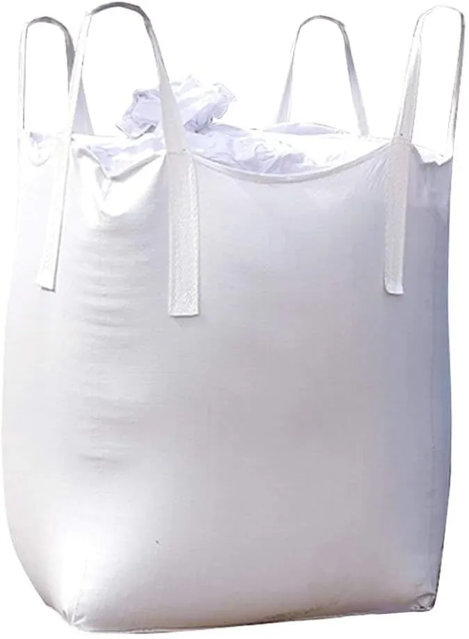 2 Pack - FIBC Bulk Bags 2200 lbs, 35 L x 35 W x 40 H in, Duffle Top - Flat Bottom, Woven Polypropylene, Superbags 1 One Ton Bag, Sandbags, White