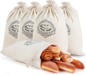 2-Pack Linen Bread Bags for Homemade Bread & Sourdough, 12x17.5 Inch Unbleached with TPU Lining - Reusable Washable Eco-Friendly Storage Bags (Farmhouse, Bakery, Artisan)