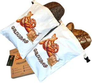 2 Pack Reusable Bread Bag, Sustainable Bread Storage w/Zipper, Freezer Bag, 100% Cotton, Eco-Friendly, Homemade Sourdough Bread Loaf Container, XLarge Reusable Food Storage Box