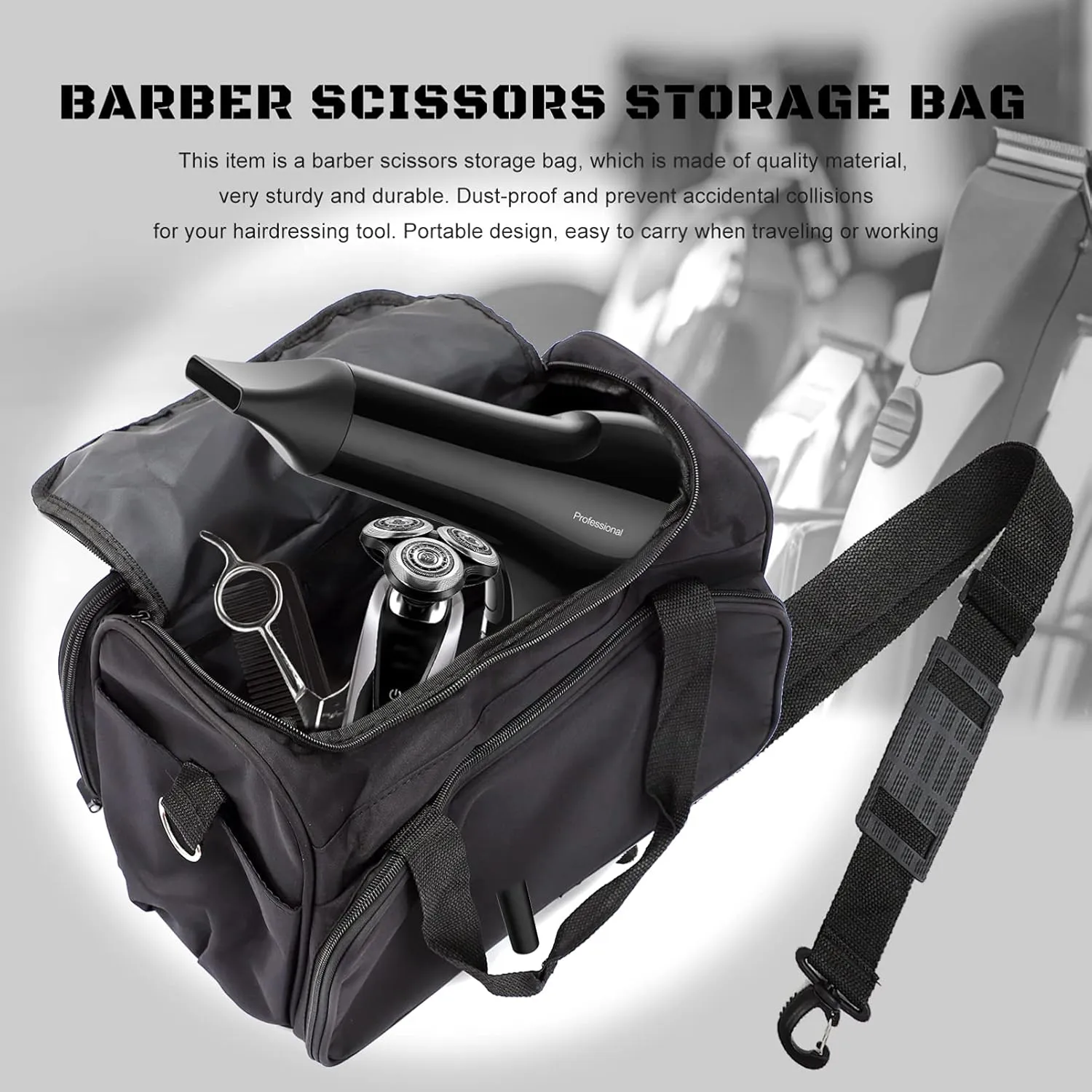 2 Pcs Hairdressing Kit Handbags Travel Makeup Kit Large-Capacity Cosmetic Organizer Hairdressing Set, Black, 33X22X19.5CM