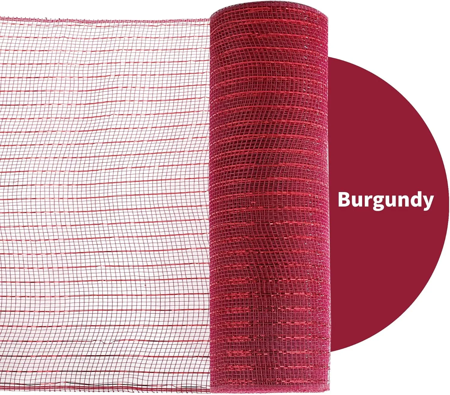 2 Rolls Burgundy Deco Mesh Ribbon 10 in x 30 ft, Metallic Deco Mesh Rolls for DIY Deco Wreath Supplies Holiday Decorating Christmas Tree Halloween Decoration Gift Wrapping,Floral
