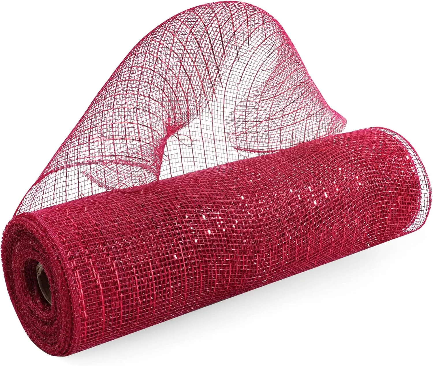 2 Rolls Burgundy Deco Mesh Ribbon 10 in x 30 ft, Metallic Deco Mesh Rolls for DIY Deco Wreath Supplies Holiday Decorating Christmas Tree Halloween Decoration Gift Wrapping,Floral