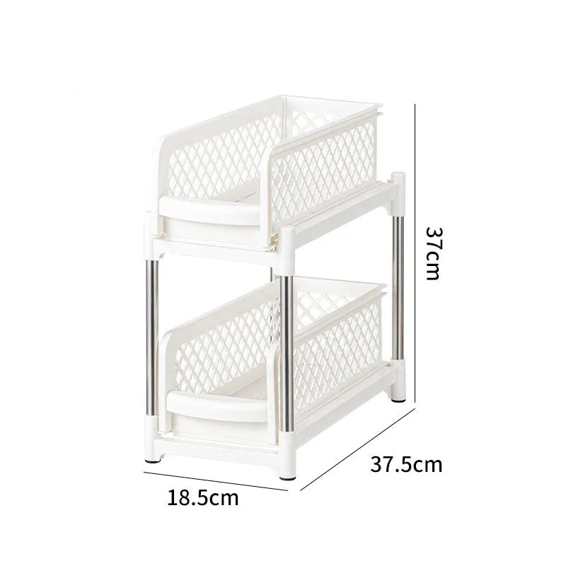 2 Tier Bathroom Kitchen Countertop Pull Out Cabinet Organiser