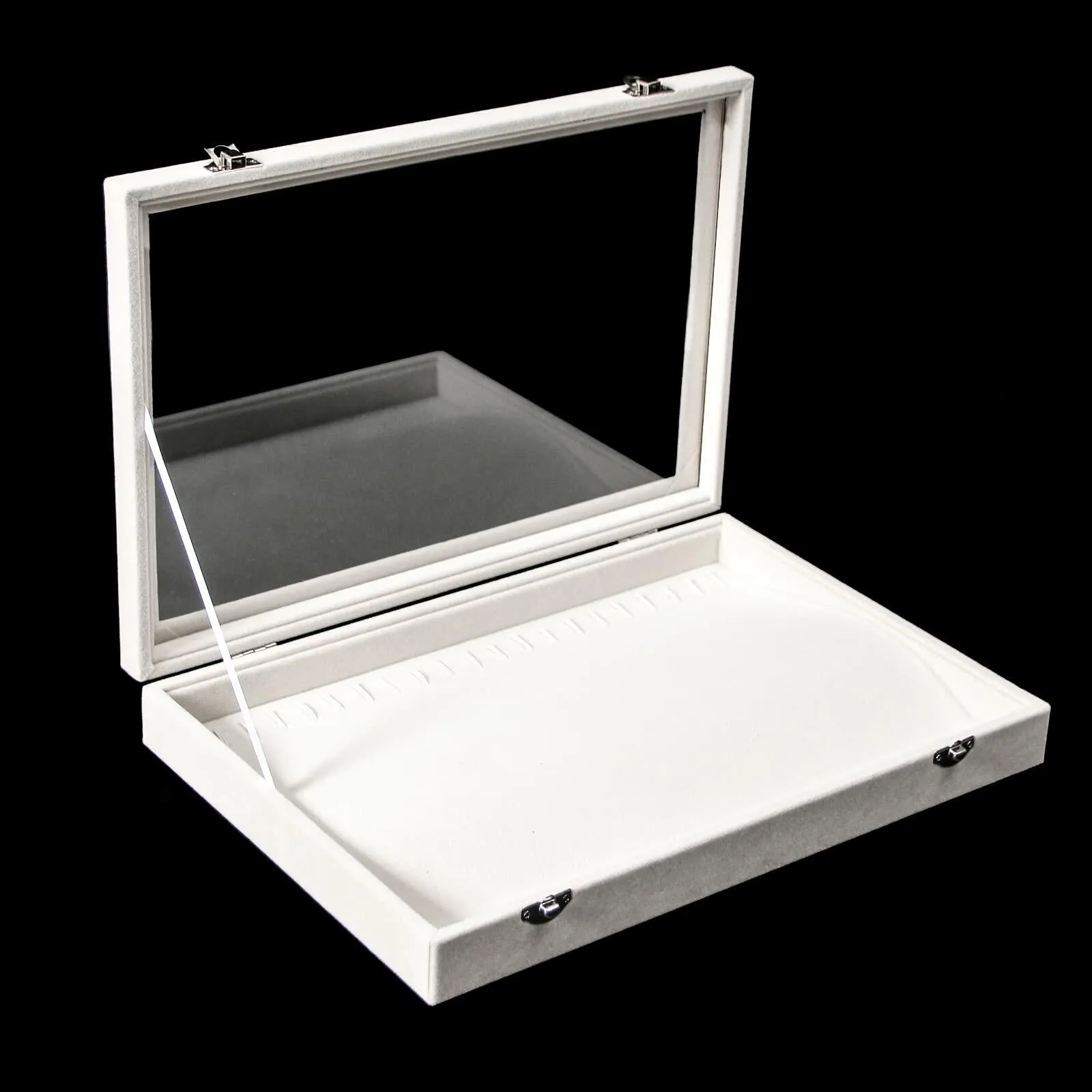 20 Hooks Necklace Organizer Holder Display Case Box, Jewelry Storage - Beige