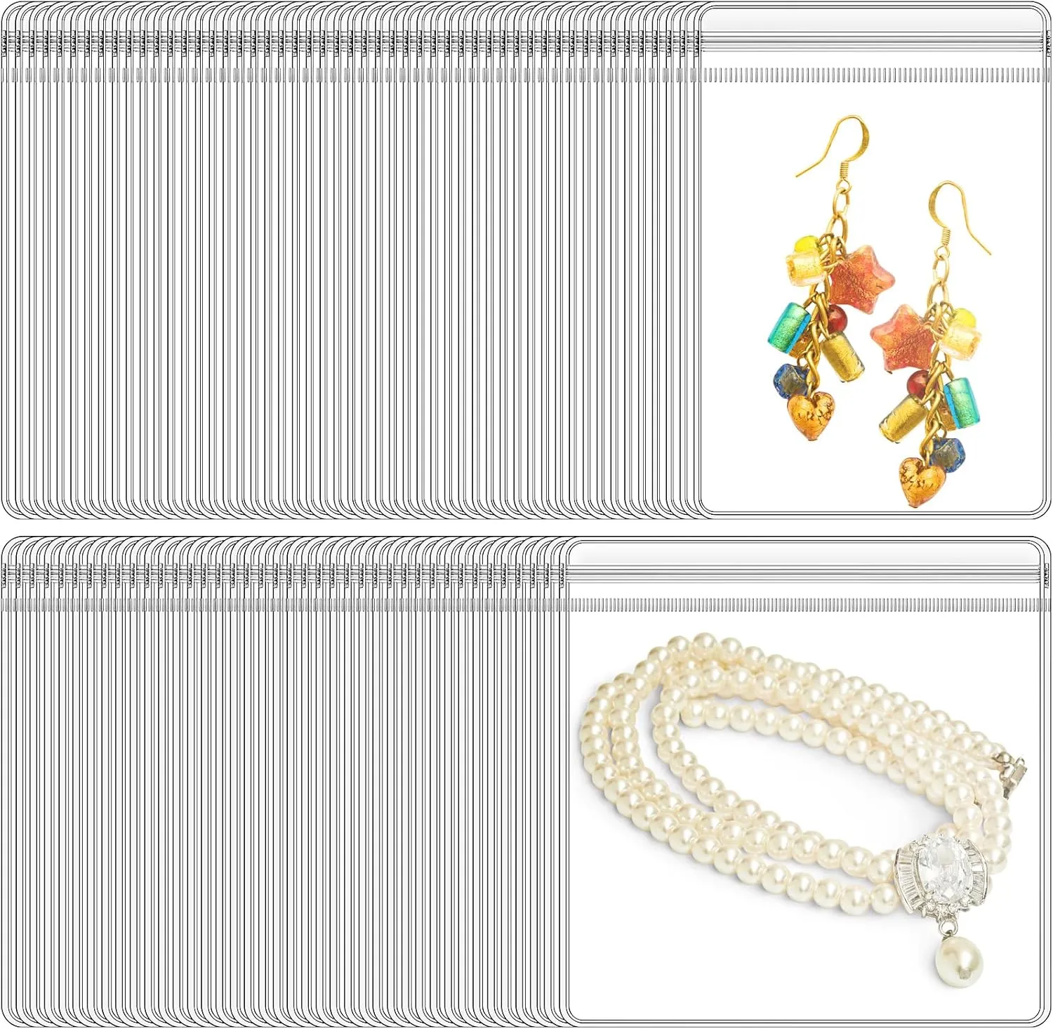 200 Pieces Clear PVC Jewelry Bags Plastic Transparent Jewelry Rings Earrings Packing Storage Pouch Anti Tarnish Zip Lock Bags for Holding Jewelries, 3.5 x 5 Inches, 4.33 x 4.33 Inches