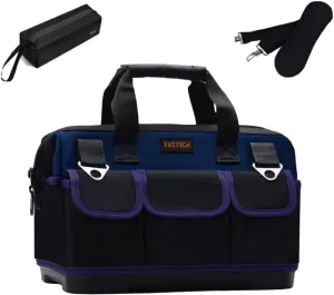 20in Heavy Duty Bottom Tool Bag With Wide Mouth for Tool Storage, Carrier and Organizer, Tool Bag for Men/Women, Wide Mouth Tool Bag With Inside Pockets (20 Inch)