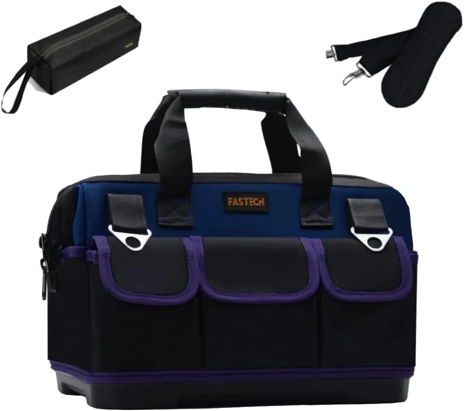 20in Heavy Duty Bottom Tool Bag With Wide Mouth for Tool Storage, Carrier and Organizer, Tool Bag for Men/Women, Wide Mouth Tool Bag With Inside Pockets (20 Inch)