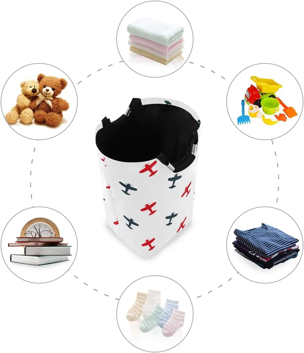 22.7" Colorful Airplanes Laundry Baskets Collapsible Waterproof Laundry Hampers Household Organizer Baskets with Handles