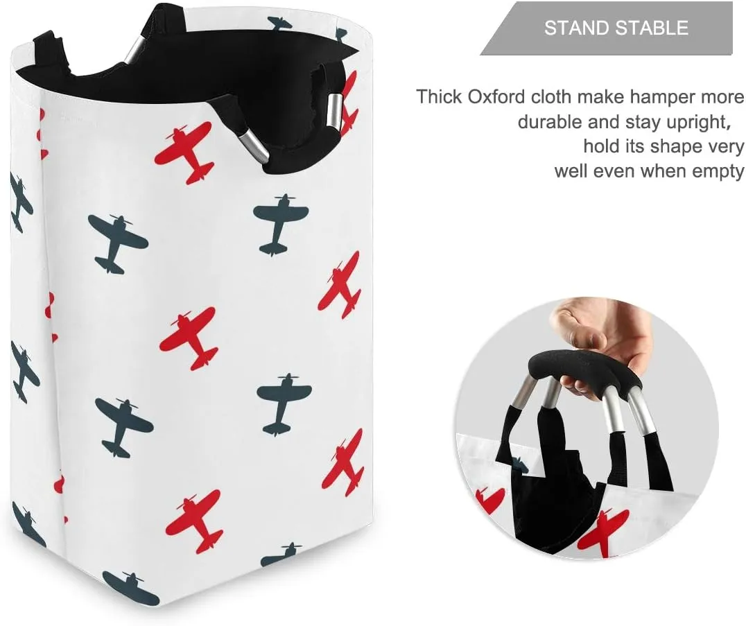 22.7" Colorful Airplanes Laundry Baskets Collapsible Waterproof Laundry Hampers Household Organizer Baskets with Handles
