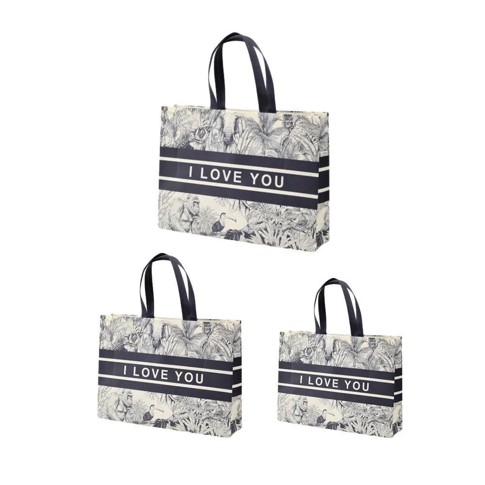 25x Fashion Non Woven Tote Bags Reusable Shopping Bags Clothing Store Black and White