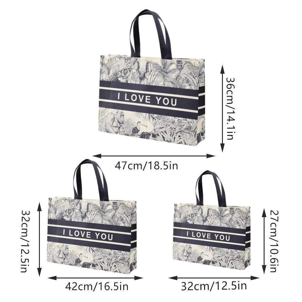 25x Fashion Non Woven Tote Bags Reusable Shopping Bags Clothing Store Black and White