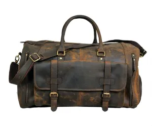 28" Large leather Travel Bag Duffel bag Gym sports flight cabin bag Leather Holdall Overnight Weekend Large luggage bag (28 inch)