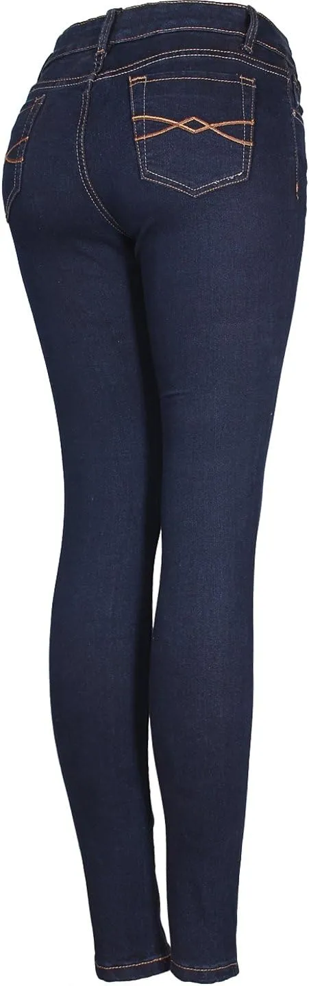 2LUV Women's Stretchy 5 Pocket Dark Denim Skinny JeansÂ