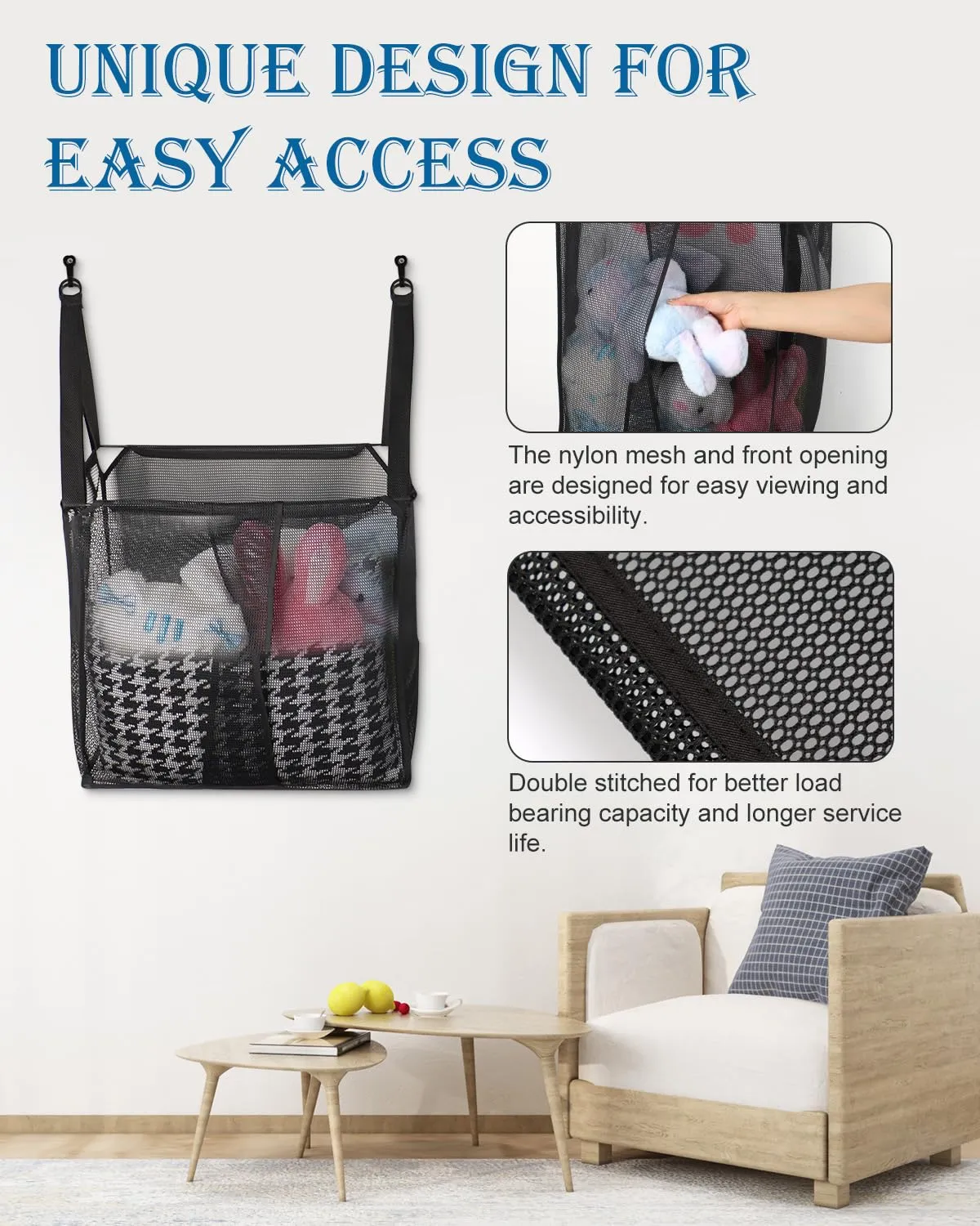 2PC Large Slatwall Baskets, Slatwall Mesh Storage Basket with 4PC 10" Slatwall Hooks Hanging Slatwall Accessories, Openings for Easy Access, Storage Organizing(16 x 10 x 16inch)