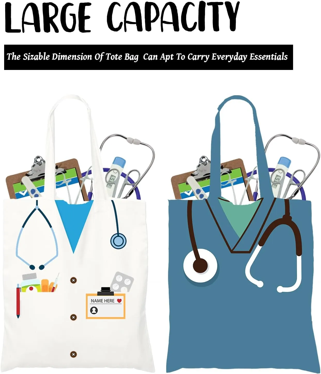 2pcs Teacher Gifts for Women & Men | Canvas Reusable Tote Bag