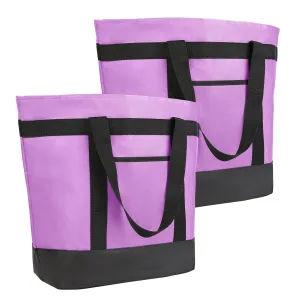 2Pk Insulated Reusable Tote Bag for Grocery Shopping for Women/Men, Pizza/Food Delivery Bag to Keep Food Cold/Hot for Uber Eats/Doordash/Grubub, Cooler bags for Travel/Beach/Picnic, Lavender