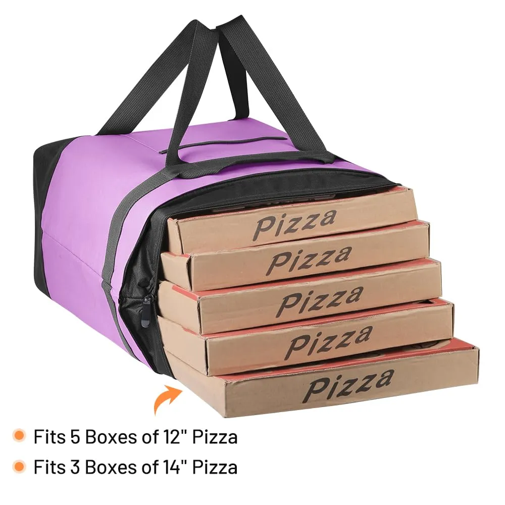 2Pk Insulated Reusable Tote Bag for Grocery Shopping for Women/Men, Pizza/Food Delivery Bag to Keep Food Cold/Hot for Uber Eats/Doordash/Grubub, Cooler bags for Travel/Beach/Picnic, Lavender