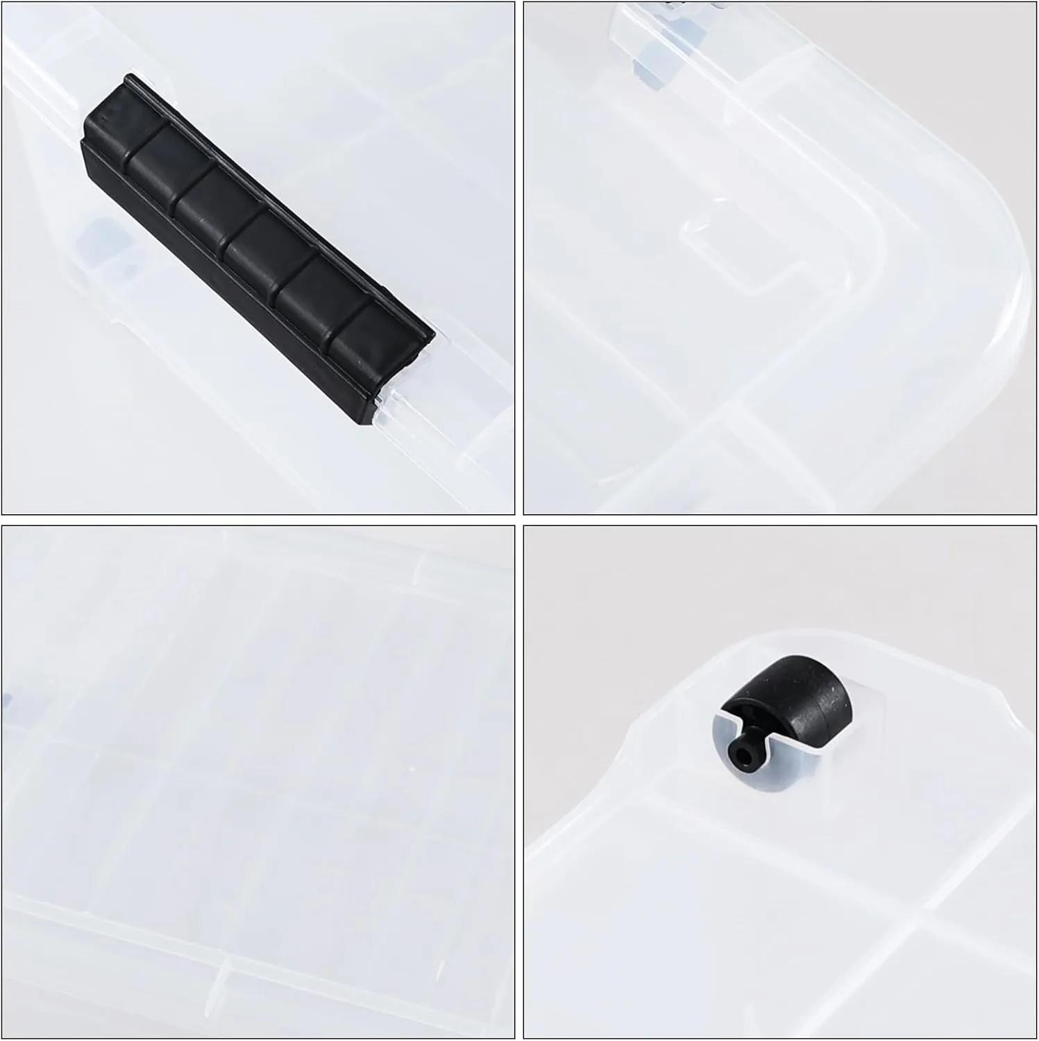 3 Pack 20 Qt Wheeled Latching Storage Box, Stackable Underbed Bin with Latch Lid, Clear