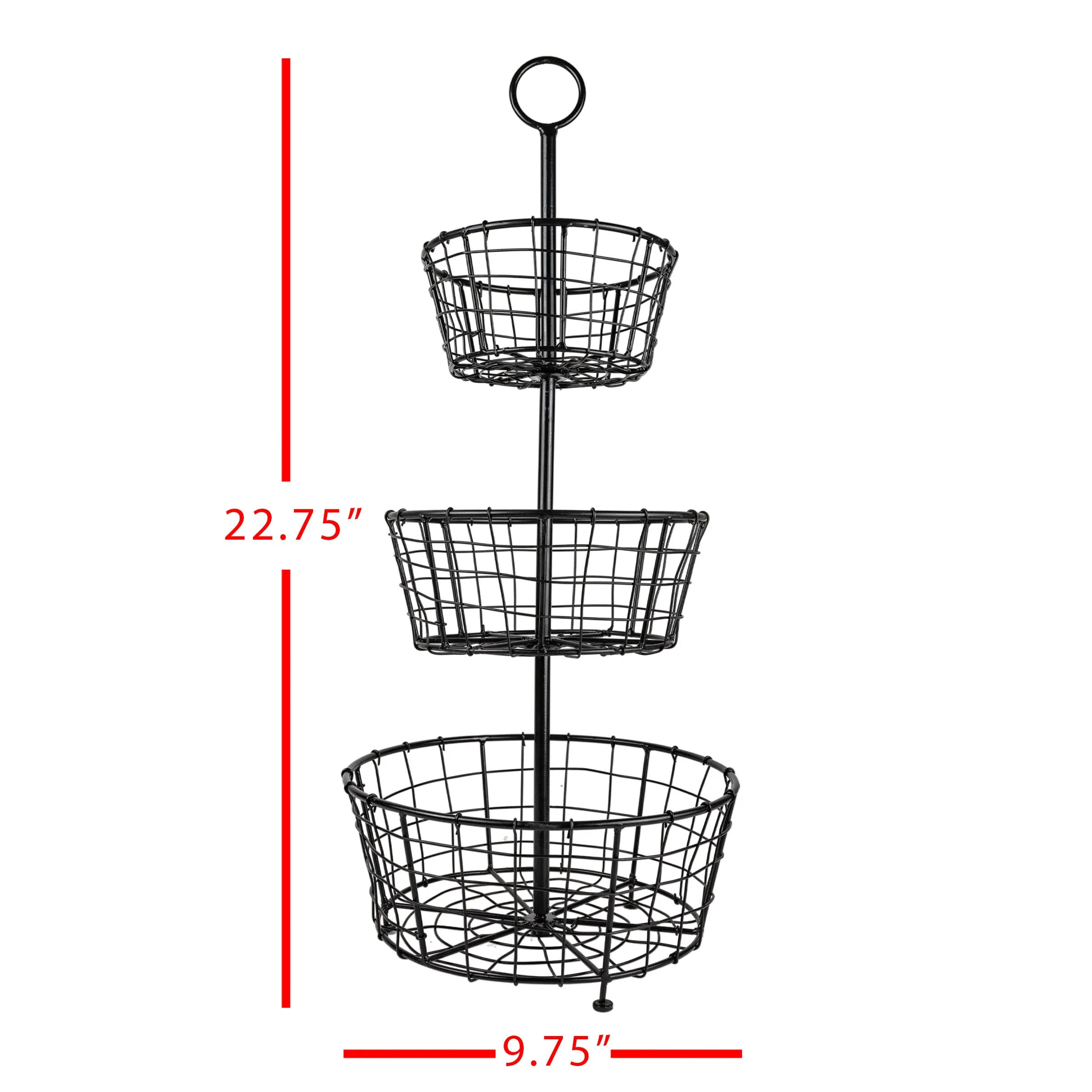 3 TIER TRAY FARMHOUSE BASKETS BLACK METAL (MIN 2)