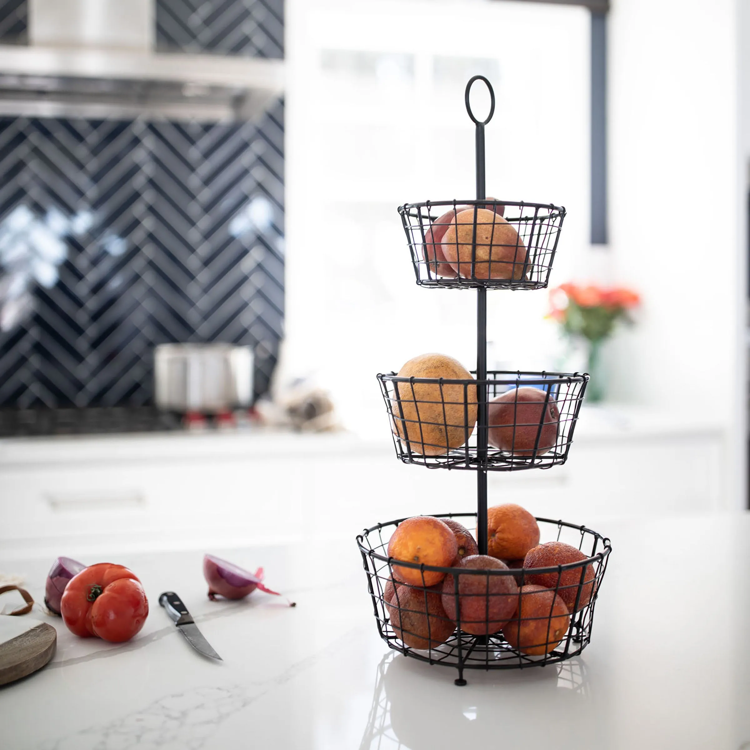 3 TIER TRAY FARMHOUSE BASKETS BLACK METAL (MIN 2)