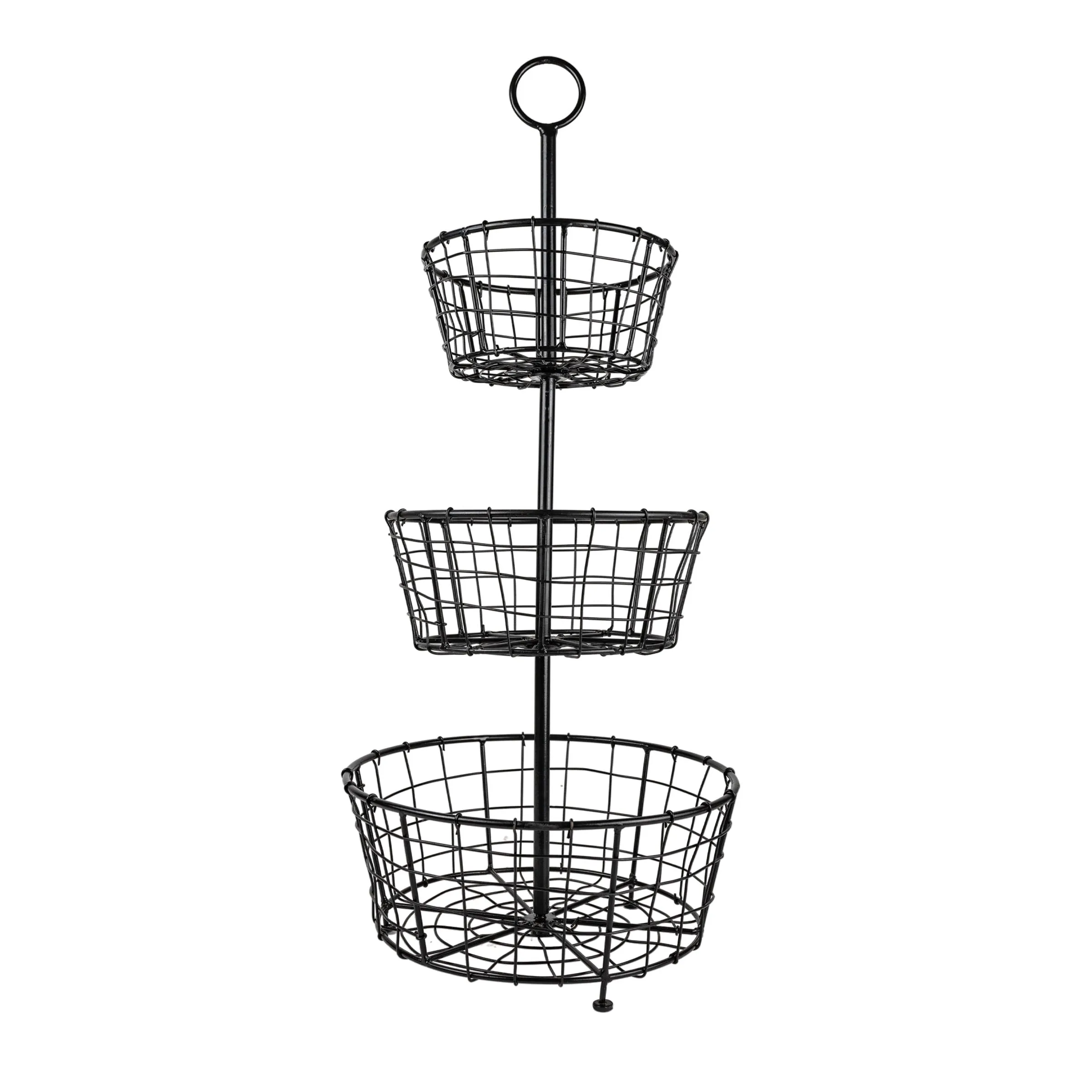 3 TIER TRAY FARMHOUSE BASKETS BLACK METAL (MIN 2)