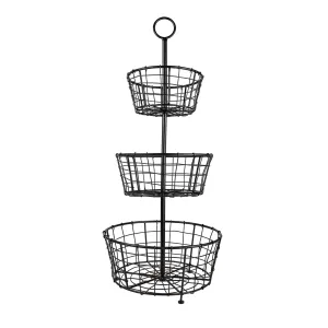 3 TIER TRAY FARMHOUSE BASKETS BLACK METAL (MIN 2)